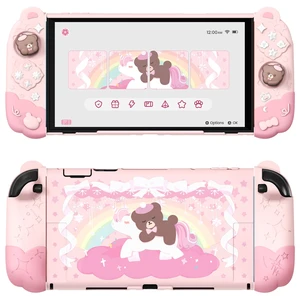 PlayVital Good Night Bear Dockable Case for Nintendo Switch 2 with Stand | Split Design Silicone Joycon Grips, PC Console Hard Shell, 2 Joystick Caps | Cute Protective Cover Bundle Pink PlayVital Good Night Bear Dockable Case for Nintendo Switch 2 with Stand | Split Design Silicone Joycon Grips, PC Console Hard Shell, 2 Joystick Caps | Cute Protective Cover Bundle Pink