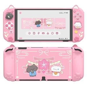 PlayVital Protective Case for Nintendo Switch OLED with Extra Stand - Cherry Blossoms Kitten Dockable Hard Shell Cover + Silicone Grips for Switch OLED with Thumb Grips, Shockproof - Pink PlayVital Protective Case for Nintendo Switch OLED with Extra Stand - Cherry Blossoms Kitten Dockable Hard Shell Cover + Silicone Grips for Switch OLED with Thumb Grips, Shockproof - Pink