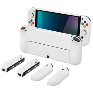 PlayVital AlterGrips Protective Slim Case for Nintendo Switch OLED, Ergonomic Grip Cover for Joycon, Dockable Hard Shell for Switch OLED w/Thumb Grip Caps & Button Caps - White PlayVital AlterGrips Protective Slim Case for Nintendo Switch OLED, Ergonomic Grip Cover for Joycon, Dockable Hard Shell for Switch OLED w/Thumb Grip Caps & Button Caps - White