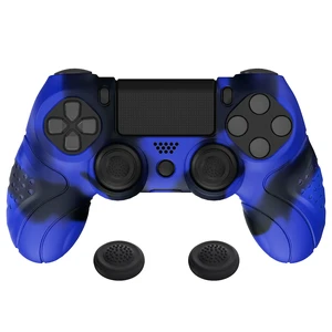 PlayVital Guardian Edition Blue & Black Ergonomic Soft Anti-Slip Controller Silicone Case Cover for ps4, Rubber Protector Skin with Joystick Caps for ps4 Slim/Pro Controller PlayVital Guardian Edition Blue & Black Ergonomic Soft Anti-Slip Controller Silicone Case Cover for ps4, Rubber Protector Skin with Joystick Caps for ps4 Slim/Pro Controller