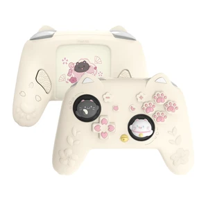 PlayVital for Nintendo Switch 2 Pro Controller Silicone Cover Cherry Blossoms Kitten Cute Protective Skin Case for Switch 2 Pro Controller w/Back Button Cap & Thumb Grip & Sticker - Antique Yellow PlayVital for Nintendo Switch 2 Pro Controller Silicone Cover Cherry Blossoms Kitten Cute Protective Skin Case for Switch 2 Pro Controller w/Back Button Cap & Thumb Grip & Sticker - Antique Yellow