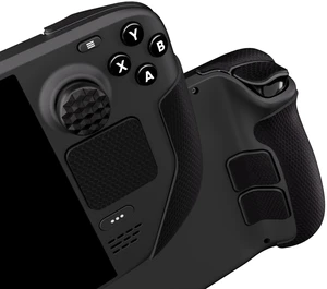 PlayVital Professional Textured Soft Rubber Pads Handle Grips for Steam Deck LCD & OLED, Trackpads Skin Grip Enhancement Back Button Protective Stickers Set with Thumb Caps - Honeycomb Textured Black PlayVital Professional Textured Soft Rubber Pads Handle Grips for Steam Deck LCD & OLED, Trackpads Skin Grip Enhancement Back Button Protective Stickers Set with Thumb Caps - Honeycomb Textured Black