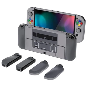 PlayVital AlterGrips Protective Slim Case for Nintendo Switch OLED, Ergonomic Grip Cover for Joycon, Dockable Hard Shell for Switch OLED w/Thumb Grip Caps & Button Caps - SFC SNES Classic EU Style PlayVital AlterGrips Protective Slim Case for Nintendo Switch OLED, Ergonomic Grip Cover for Joycon, Dockable Hard Shell for Switch OLED w/Thumb Grip Caps & Button Caps - SFC SNES Classic EU Style