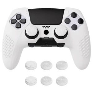 PlayVital 3D Studded Edition Anti-Slip Silicone Cover Case for ps5 Edge Controller, Soft Rubber Protector Skin for ps5 Edge Wireless Controller with 6 Thumb Grip Caps - White PlayVital 3D Studded Edition Anti-Slip Silicone Cover Case for ps5 Edge Controller, Soft Rubber Protector Skin for ps5 Edge Wireless Controller with 6 Thumb Grip Caps - White