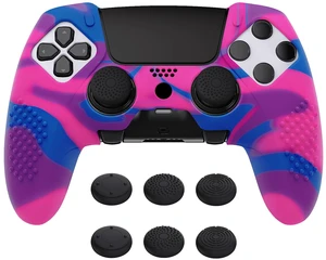 PlayVital 3D Studded Edition Anti-Slip Silicone Cover Case for ps5 Edge Controller, Soft Rubber Protector Skin for ps5 Edge Wireless Controller with 6 Thumb Grip Caps - Pink & Purple & Blue PlayVital 3D Studded Edition Anti-Slip Silicone Cover Case for ps5 Edge Controller, Soft Rubber Protector Skin for ps5 Edge Wireless Controller with 6 Thumb Grip Caps - Pink & Purple & Blue
