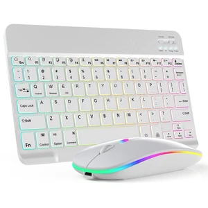 RGB Wireless Backlit Gaming Keyboard and Mouse Set USB Rechargeable - 7 Colors, White RGB Wireless Backlit Gaming Keyboard and Mouse Set USB Rechargeable - 7 Colors, White