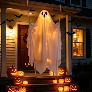 5ft Spooky Hanging Ghost W/ LED Lights - Halloween Yard Decoration & Party Decor 5ft Spooky Hanging Ghost W/ LED Lights - Halloween Yard Decoration & Party Decor