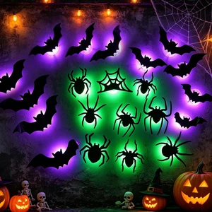Halloween Bats & Spider Wall Decor - 21 Pcs LED Stickers for Home Room Party Halloween Bats & Spider Wall Decor - 21 Pcs LED Stickers for Home Room Party