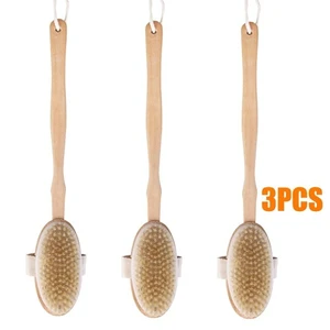 Wooden Bath Brush with Natural Bristles - Premium Body Scrubber for Dry Skin Wooden Bath Brush with Natural Bristles - Premium Body Scrubber for Dry Skin