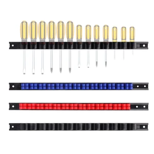 4 pcs Screwdriver Organizer and Wrench Organizer, Hand Tool Holder, Plastic Rail Wrench Hanger with Clips 4 pcs Screwdriver Organizer and Wrench Organizer, Hand Tool Holder, Plastic Rail Wrench Hanger with Clips