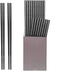 10 Pairs Fiberglass Chopsticks - Reusable Chopsticks Dishwasher Safe, 9 1/2 Inches - Black 10 Pairs Fiberglass Chopsticks - Reusable Chopsticks Dishwasher Safe, 9 1/2 Inches - Black