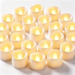 24 Pcs Flickering Flameless LED Tea Lights, Battery Operated Fake Electric Candles, 200+ Hours Working Time, for Votive, Table Centerpieces, Wedding, Anniversary, Halloween & Christmas Decorations 24 Pcs Flickering Flameless LED Tea Lights, Battery Operated Fake Electric Candles, 200+ Hours Working Time, for Votive, Table Centerpieces, Wedding, Anniversary, Halloween & Christmas Decorations