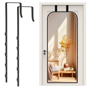 Over-the-Door Mirror Hanger Set, Adjustable, 2-Pack Door Brackets with Protective Lining, Black (Mirror Not Included) Over-the-Door Mirror Hanger Set, Adjustable, 2-Pack Door Brackets with Protective Lining, Black (Mirror Not Included)