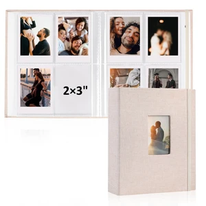 Vivinin 2Pcs Mini Polaroid Photo Album, 2x3 Inch Pockets, 104 Pockets Hold 208 Pictures, Linen Hardcover, Off-white Vivinin 2Pcs Mini Polaroid Photo Album, 2x3 Inch Pockets, 104 Pockets Hold 208 Pictures, Linen Hardcover, Off-white