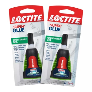 Loctite Super Glue Repositionable Gel, Clear, 0.14fl oz, 2-Pack, Cyanoacrylate Adhesive for Plastic, Wood, Metal, Crafts & Repair Loctite Super Glue Repositionable Gel, Clear, 0.14fl oz, 2-Pack, Cyanoacrylate Adhesive for Plastic, Wood, Metal, Crafts & Repair