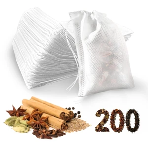 200Pcs Disposable Tea Filter Bags with Drawstring, Natural Material, Empty for Loose Leaf Tea, Spices, Herbs, 3.54 x 2.75 Inch 200Pcs Disposable Tea Filter Bags with Drawstring, Natural Material, Empty for Loose Leaf Tea, Spices, Herbs, 3.54 x 2.75 Inch