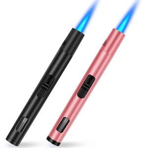 LcFun 2 Pack Refillable Butane Torch Lighters with Visible Fuel Window, Windproof Adjustable Jet Flame, Long Matches for Candle, Grill, BBQ, Camping, Fireworks (Butane No LcFun 2 Pack Refillable Butane Torch Lighters with Visible Fuel Window, Windproof Adjustable Jet Flame, Long Matches for Candle, Grill, BBQ, Camping, Fireworks (Butane No