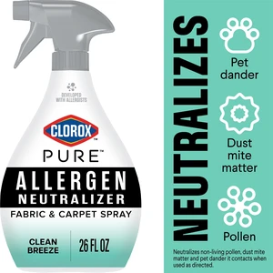 Clorox PURE Allergen Neutralizer Fabric and Carpet Spray, Clean Breeze, 26 fl oz Spray Bottle Clorox PURE Allergen Neutralizer Fabric and Carpet Spray, Clean Breeze, 26 fl oz Spray Bottle