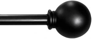 Mainstays 1/2in Black Ball Adjustable Single Curtain Rod, 28-48in Mainstays 1/2in Black Ball Adjustable Single Curtain Rod, 28-48in