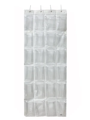 Mainstays 24-Pocket Over-the-Door Shoe Organizer, Clear, Non-Woven Polypropylene, White Mainstays 24-Pocket Over-the-Door Shoe Organizer, Clear, Non-Woven Polypropylene, White