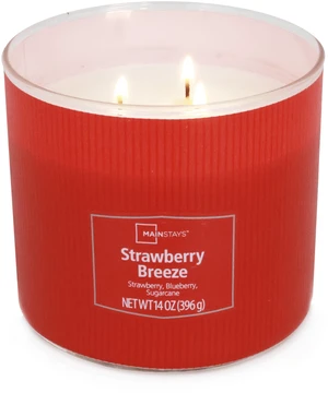 Mainstays Strawberry Breeze Textured Wrap 3-Wick Candle, 14 oz Mainstays Strawberry Breeze Textured Wrap 3-Wick Candle, 14 oz