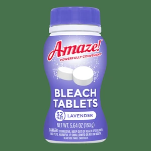 Amaze Ultra-Concentrated Bleach Tablets 32 Count, Lavender Scent, for Stain-Fighting & Whitening Laundry & Home Cleaning Amaze Ultra-Concentrated Bleach Tablets 32 Count, Lavender Scent, for Stain-Fighting & Whitening Laundry & Home Cleaning