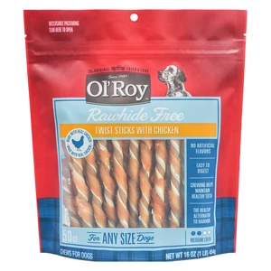 Ol' Roy Rawhide Free Twist Sticks with Chicken Dog Treats, 16oz, 50Count Ol' Roy Rawhide Free Twist Sticks with Chicken Dog Treats, 16oz, 50Count