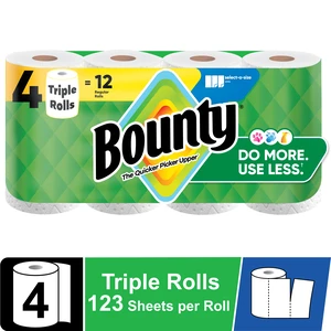 Bounty Select-A-Size Paper Towels White, 4 Triple Rolls, 123 Sheets per Roll Bounty Select-A-Size Paper Towels White, 4 Triple Rolls, 123 Sheets per Roll
