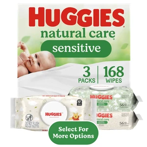 Huggies Natural Care Sensitive Fragrance-Free Baby Wipes, 3 Packs of 168 Wipes Huggies Natural Care Sensitive Fragrance-Free Baby Wipes, 3 Packs of 168 Wipes