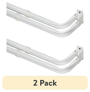 Mainstays 2-3" Basic Metal Wrap around Adjustable Double Curtain Rod, 2-Pack, 28-48" Length, White Finish Mainstays 2-3" Basic Metal Wrap around Adjustable Double Curtain Rod, 2-Pack, 28-48" Length, White Finish