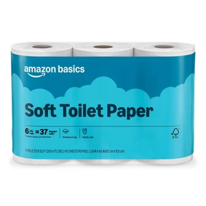 Basics 2-Ply Soft Toilet Paper, 6 Rolls, 350 Sheets per Roll, Equivalent to 37 Regular Rolls, Septic Safe Basics 2-Ply Soft Toilet Paper, 6 Rolls, 350 Sheets per Roll, Equivalent to 37 Regular Rolls, Septic Safe