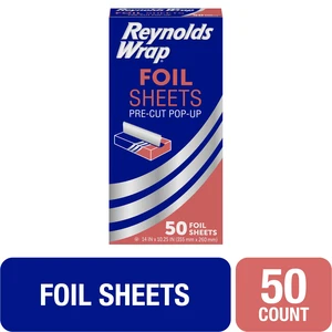 Reynolds Wrap Pre-Cut Pop-Up Aluminum Foil Sheets, 14 x 10.25 Inches, 50 Sheets Reynolds Wrap Pre-Cut Pop-Up Aluminum Foil Sheets, 14 x 10.25 Inches, 50 Sheets
