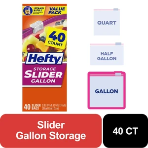 Hefty Slider Gallon Storage Bags, 40 Count Hefty Slider Gallon Storage Bags, 40 Count