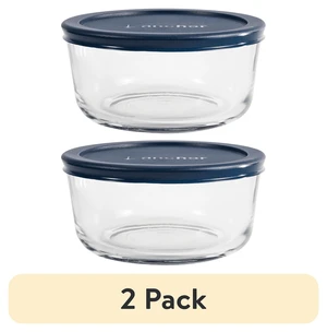 Anchor Hocking 4Cup Round Glass Food Storage Container with Lid, 2 Pack Anchor Hocking 4Cup Round Glass Food Storage Container with Lid, 2 Pack