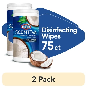 Clorox Scentiva Bleach-Free Cleaning Wipes, Coconut and Waterlily, 75 Count (2 Pack) Clorox Scentiva Bleach-Free Cleaning Wipes, Coconut and Waterlily, 75 Count (2 Pack)