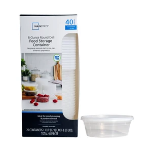 Mainstays 40-Piece 8 oz Plastic Deli Container Set, 20 Containers and 20 Lids Mainstays 40-Piece 8 oz Plastic Deli Container Set, 20 Containers and 20 Lids