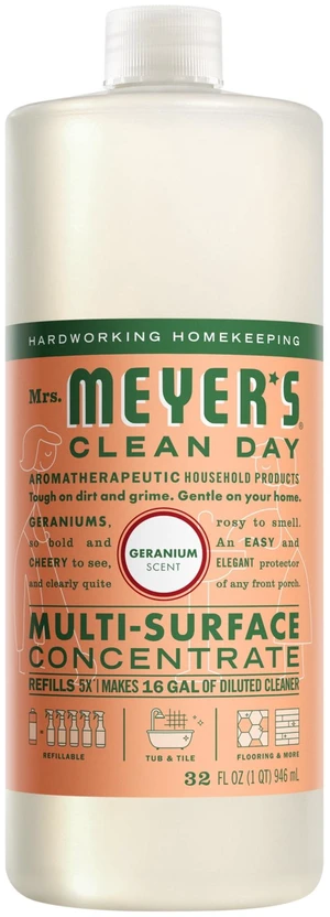 Mrs. Meyer's Clean Day Multi-Surface Everyday Concentrate, Geranium Scent, 32 Fl Oz Mrs. Meyer's Clean Day Multi-Surface Everyday Concentrate, Geranium Scent, 32 Fl Oz
