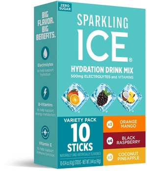 Sparkling Ice Powder Zero Sugar Drink Mix Variety Pack, Orange Mango, Black Raspberry & Coconut Pineapple, 10 Sticks Sparkling Ice Powder Zero Sugar Drink Mix Variety Pack, Orange Mango, Black Raspberry & Coconut Pineapple, 10 Sticks