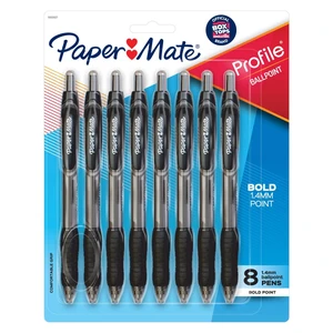 Paper Mate Profile Retractable Ballpoint Pens, 1.4mm Bold Point, Black, 8Count Paper Mate Profile Retractable Ballpoint Pens, 1.4mm Bold Point, Black, 8Count