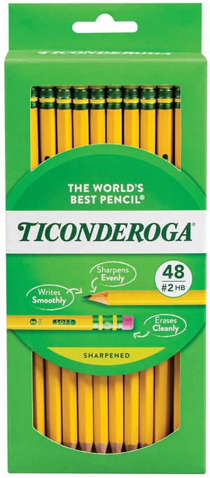 Ticonderoga #2 HB Presharpened Pencils, .3mm Lead, Yellow, 48 Count Ticonderoga #2 HB Presharpened Pencils, .3mm Lead, Yellow, 48 Count