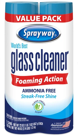 Sprayway Foaming Aerosol Glass Cleaner, 19oz, 2-Pack, Ammonia-Free, Streak-Free Shine Sprayway Foaming Aerosol Glass Cleaner, 19oz, 2-Pack, Ammonia-Free, Streak-Free Shine