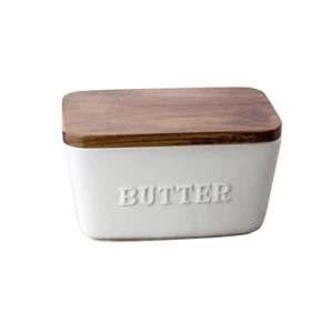 Better Homes & Gardens White Acacia Wood Porcelain Embossed Butter Dish Better Homes & Gardens White Acacia Wood Porcelain Embossed Butter Dish
