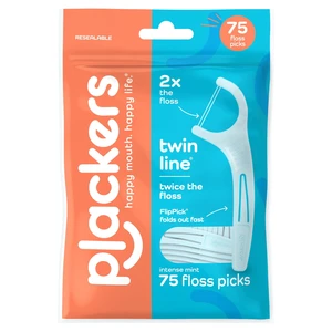Plackers Twin Line Floss Picks with Tuffloss Fiber & FlipPick, Double-Line Flosser, Intense Mint, 75 Count Plackers Twin Line Floss Picks with Tuffloss Fiber & FlipPick, Double-Line Flosser, Intense Mint, 75 Count