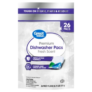 Great Value Premium Dishwasher Pacs, Fresh Scent, 26 Count Great Value Premium Dishwasher Pacs, Fresh Scent, 26 Count