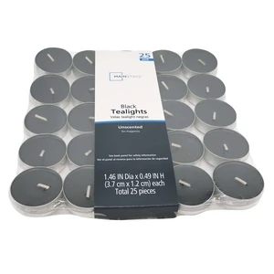 Mainstays Tealight Candles, Unscented, Black, Indoor/Outdoor, 25 Count Mainstays Tealight Candles, Unscented, Black, Indoor/Outdoor, 25 Count