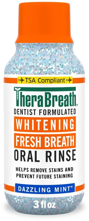 TheraBreath Whitening Alcohol-Free Mouthwash, Dazzling Mint, Travel Size 3 fl oz TheraBreath Whitening Alcohol-Free Mouthwash, Dazzling Mint, Travel Size 3 fl oz