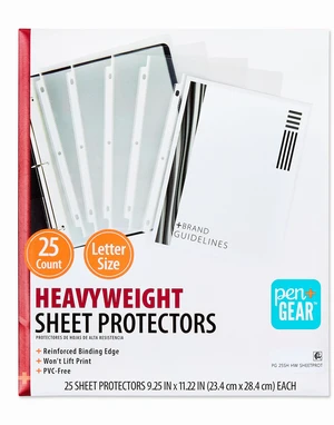 Pen+Gear Heavyweight Sheet Protectors, Clear, 9.25" x 11.22", 25 Count Pen+Gear Heavyweight Sheet Protectors, Clear, 9.25" x 11.22", 25 Count