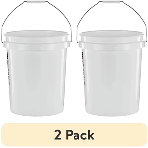 United Solutions 5 Gallon Round Utility Bucket, 2 Pack, Comfort Handle, Plastic, White, PN0149 United Solutions 5 Gallon Round Utility Bucket, 2 Pack, Comfort Handle, Plastic, White, PN0149