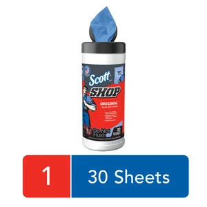Scott Shop Blue Wet Towels, 30 Sheets, 1 Canister Scott Shop Blue Wet Towels, 30 Sheets, 1 Canister
