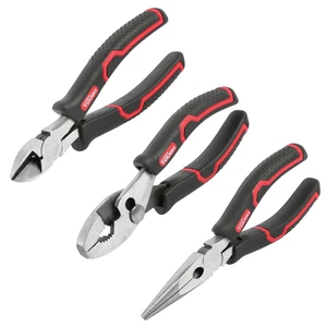 Hyper Tough 3-Piece Pliers Set with Ergonomic Soft Grip Handles, Diagonal Cutting Pliers, Slip Joint Pliers and Long Nose Pliers Hyper Tough 3-Piece Pliers Set with Ergonomic Soft Grip Handles, Diagonal Cutting Pliers, Slip Joint Pliers and Long Nose Pliers
